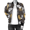 Angel Snowflake Print Pattern Women Casual Bomber Jacket-grizzshop