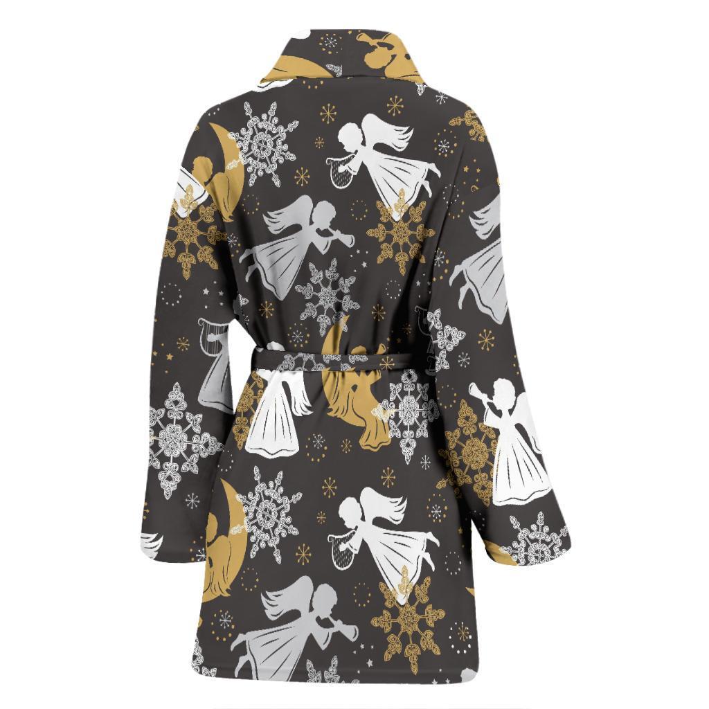 Angel Snowflake Print Pattern Women Long Robe-grizzshop