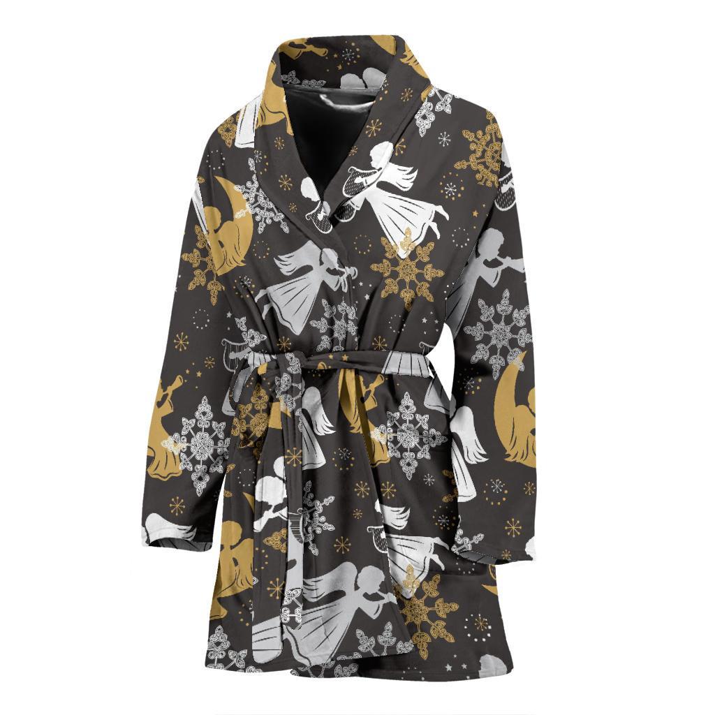 Angel Snowflake Print Pattern Women Long Robe-grizzshop