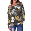 Angel Snowflake Print Pattern Women Off Shoulder Sweatshirt-grizzshop