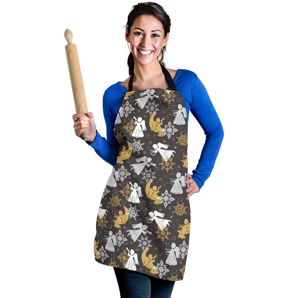 Angel Snowflake Print Pattern Women's Apron-grizzshop