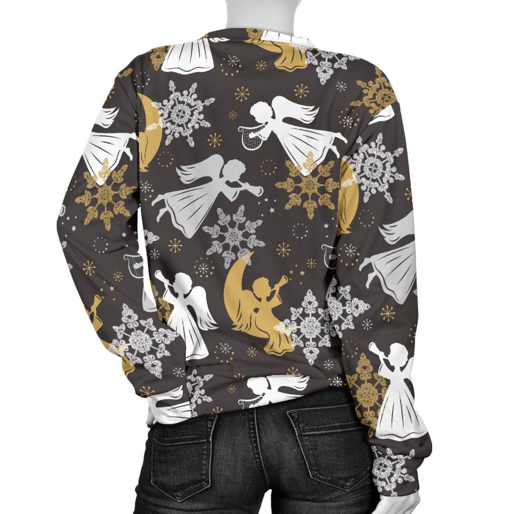 Angel Snowflake Print Pattern Women's Sweatshirt-grizzshop