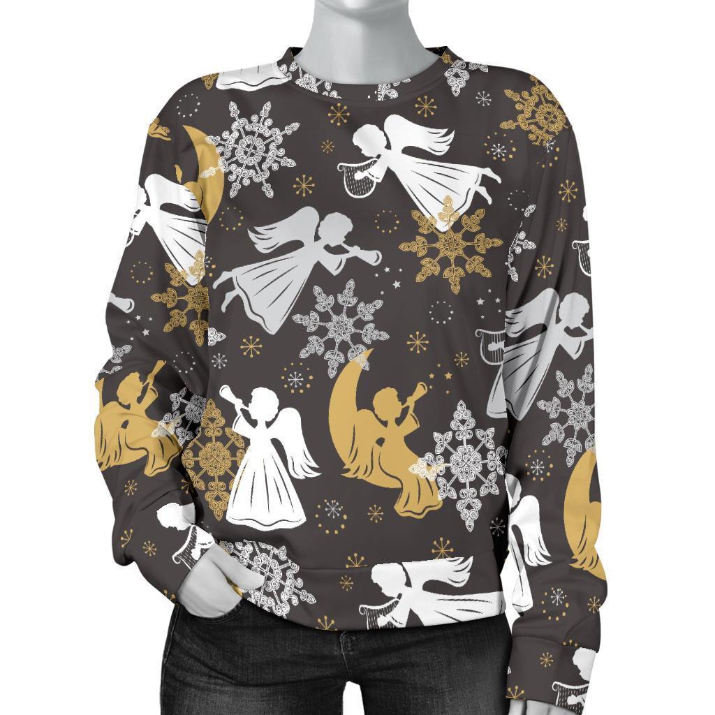 Angel Snowflake Print Pattern Women's Sweatshirt-grizzshop