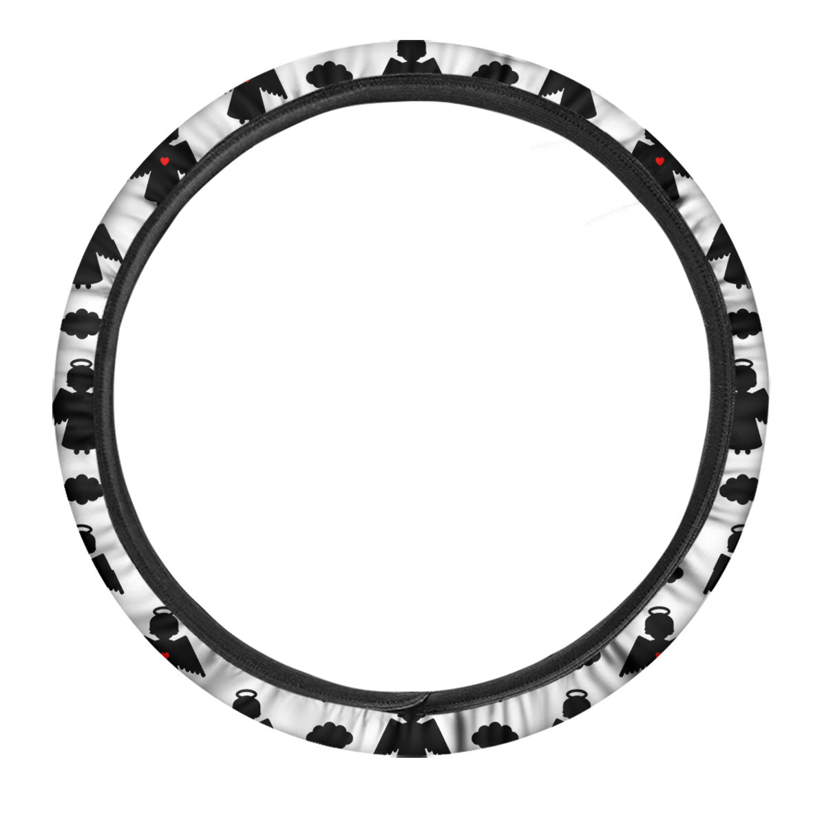 Angel White And Black Print Pattern Car Steering Wheel Cover-grizzshop