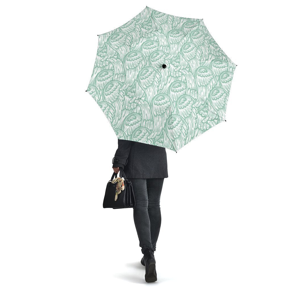 Angel Wing Pattern Print Automatic Foldable Umbrella-grizzshop