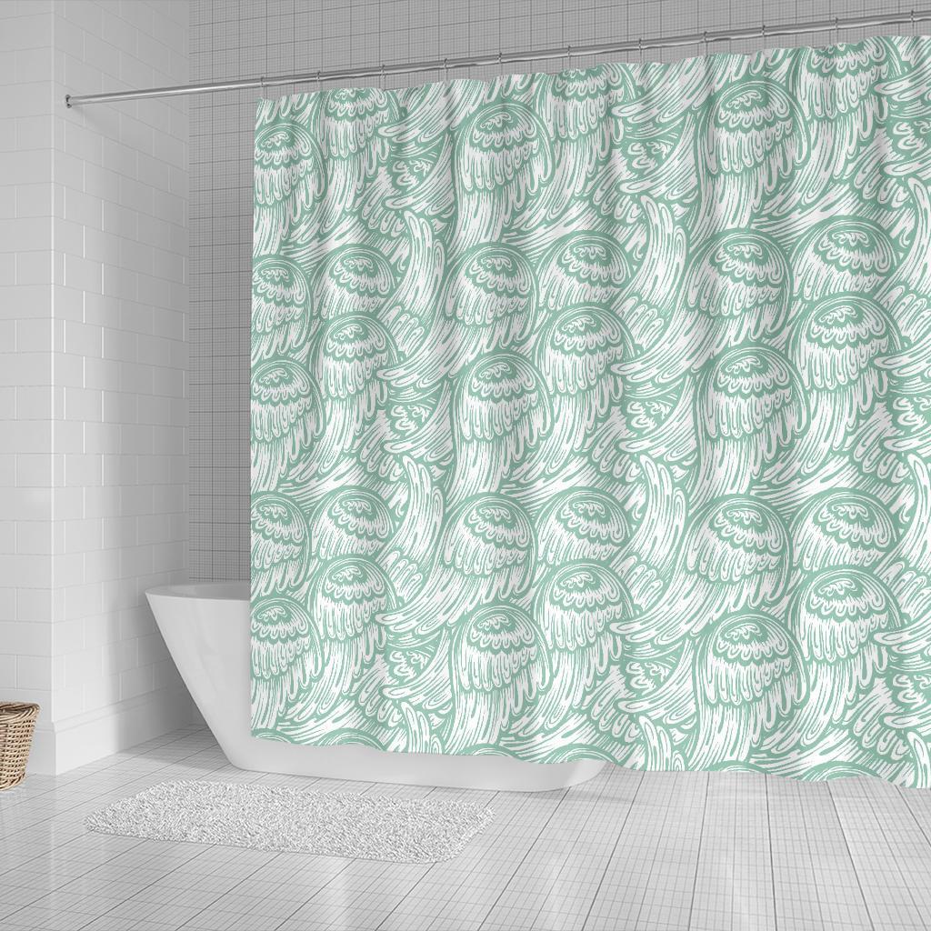 Angel Wing Pattern Print Bathroom Shower Curtain-grizzshop