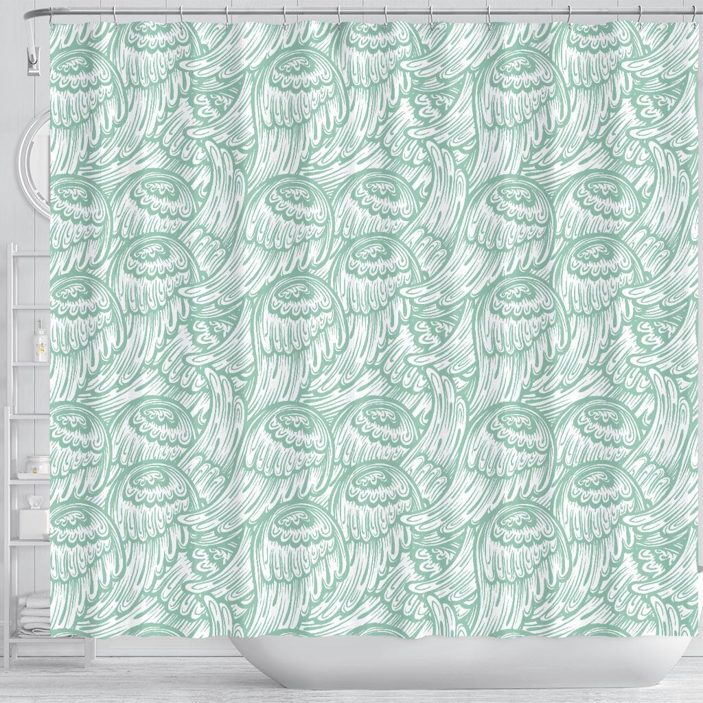 Angel Wing Pattern Print Bathroom Shower Curtain-grizzshop