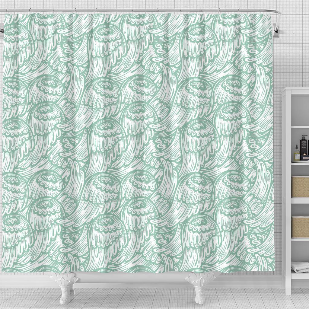 Angel Wing Pattern Print Bathroom Shower Curtain-grizzshop