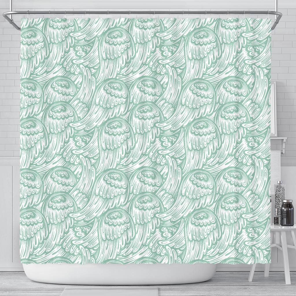 Angel Wing Pattern Print Bathroom Shower Curtain-grizzshop