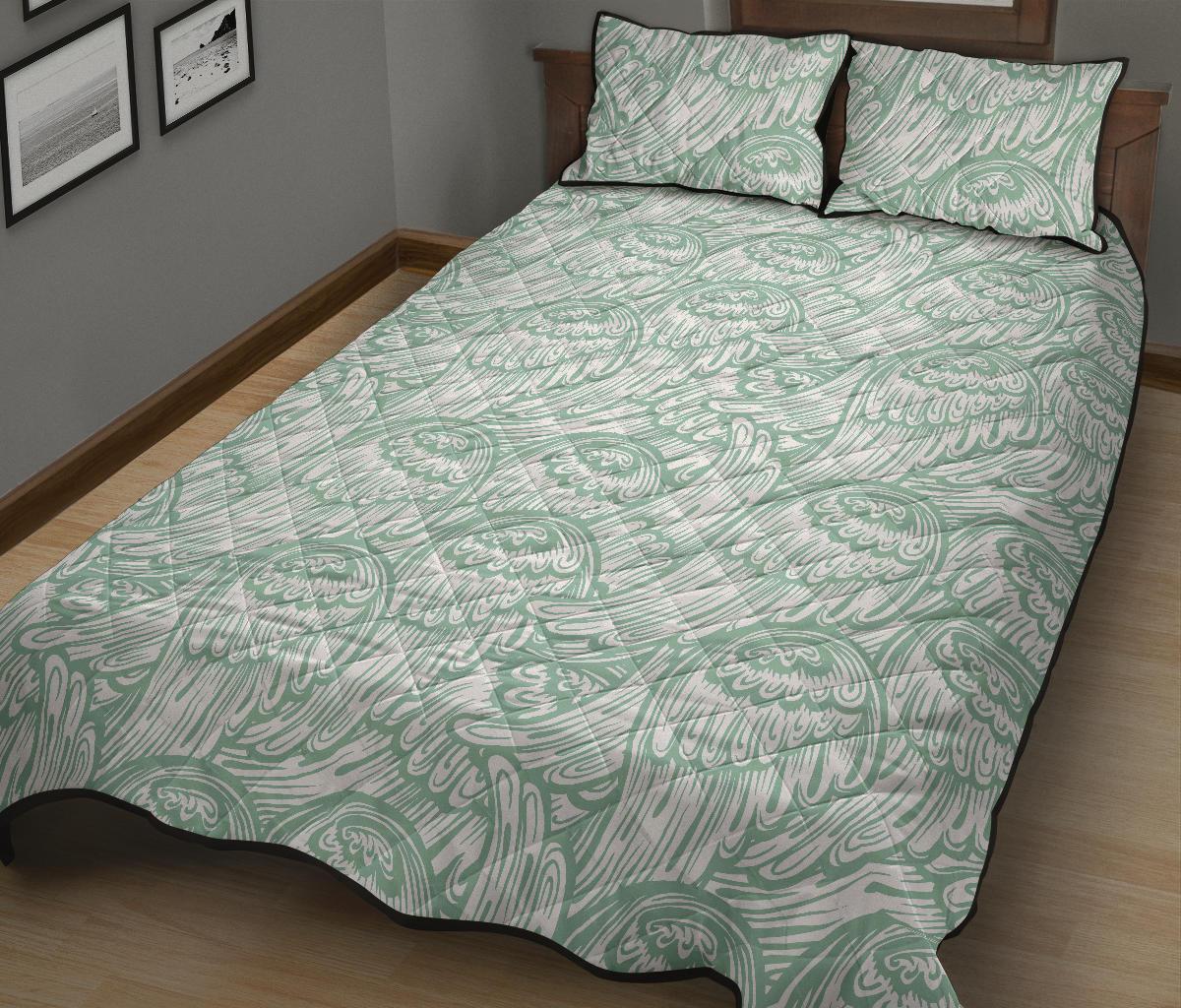 Angel Wing Pattern Print Bed Set Quilt-grizzshop