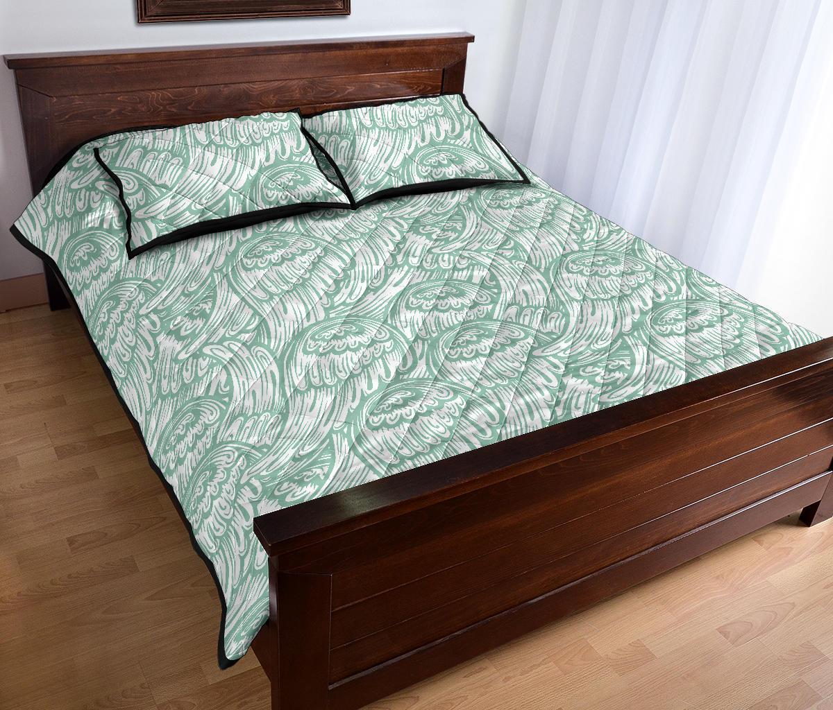 Angel Wing Pattern Print Bed Set Quilt-grizzshop