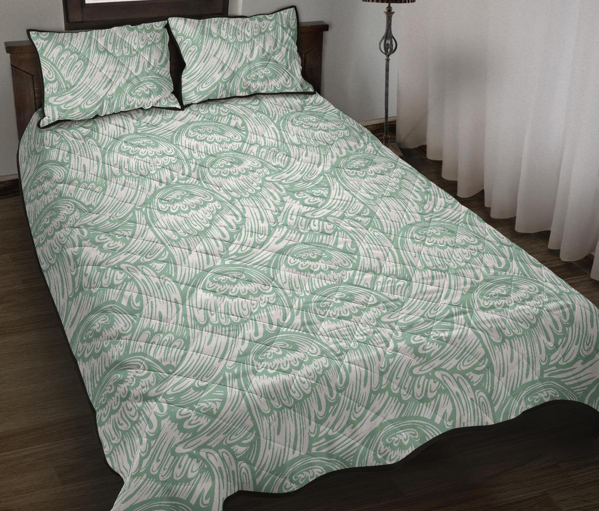 Angel Wing Pattern Print Bed Set Quilt-grizzshop