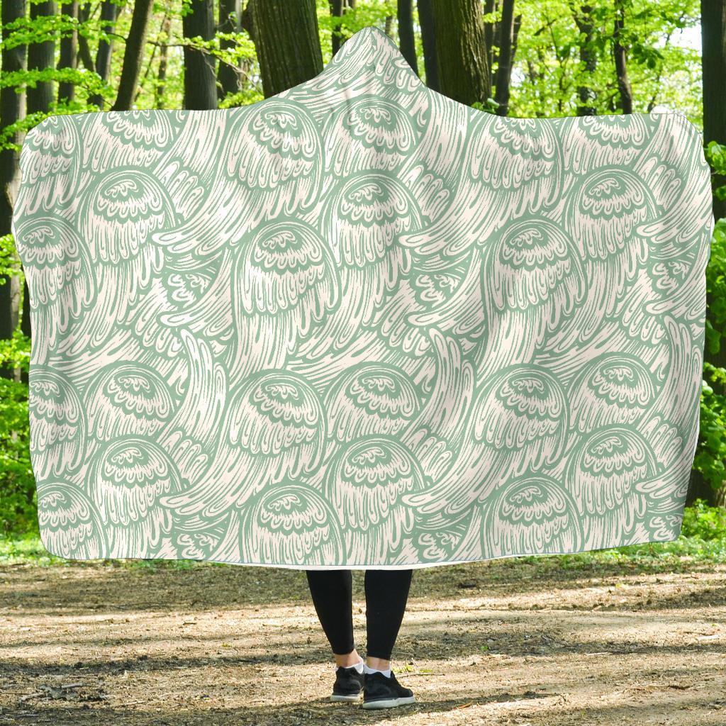 Angel Wing Pattern Print Hooded Blanket-grizzshop