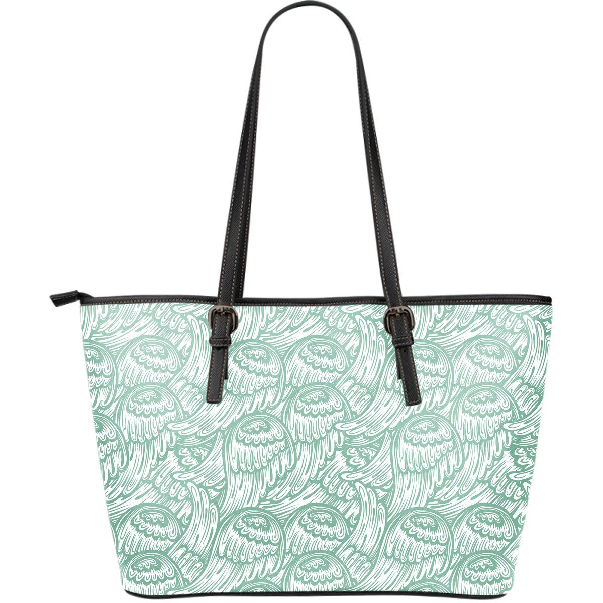 Angel Wing Pattern Print Leather Tote Bag-grizzshop