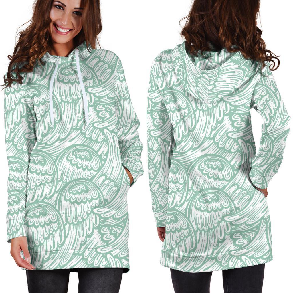 Angel Wing Pattern Print Women Hoodie Dress-grizzshop