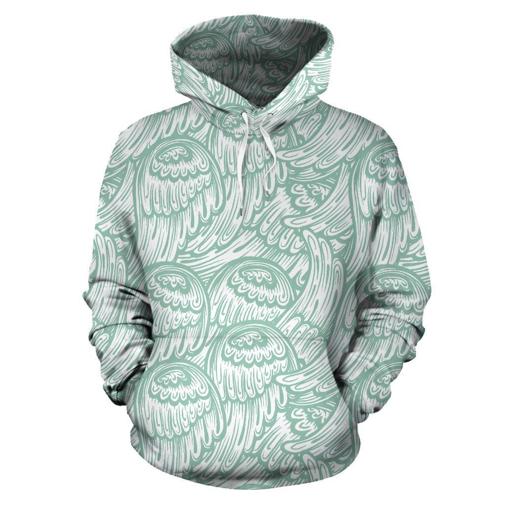 Angel Wing Pattern Print Women Men Pullover Hoodie-grizzshop