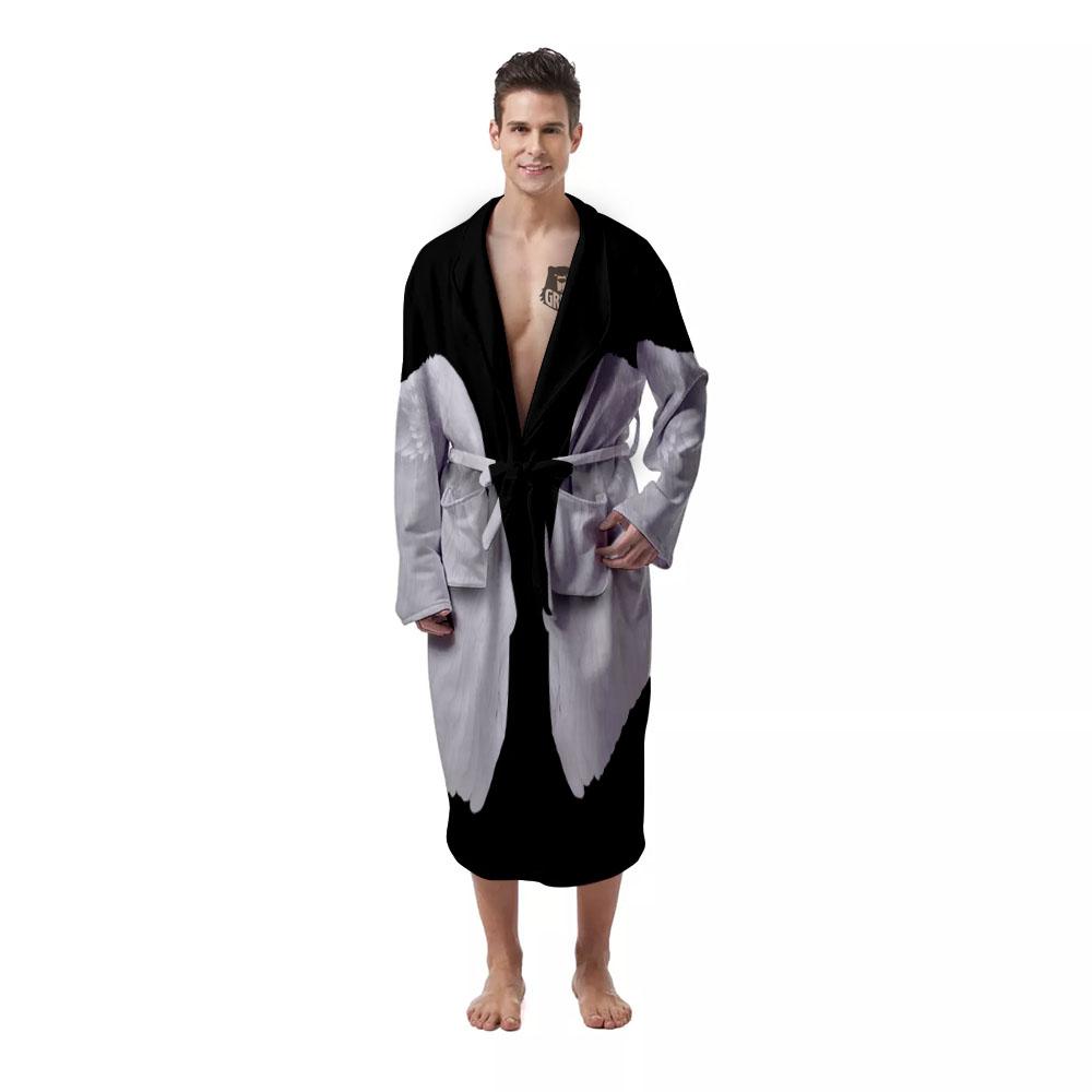 Angel Wings White Print Men's Robe-grizzshop