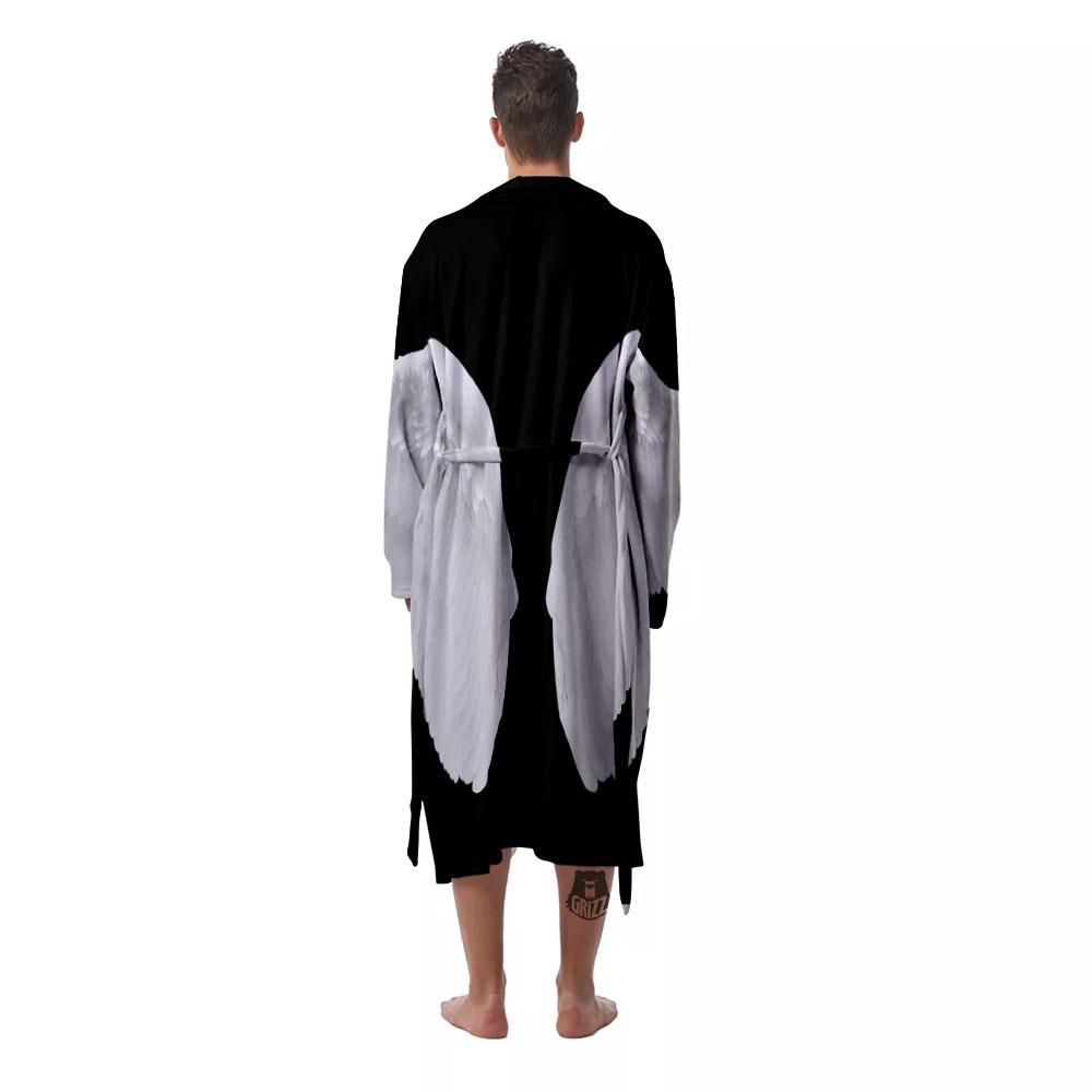 Angel Wings White Print Men's Robe-grizzshop
