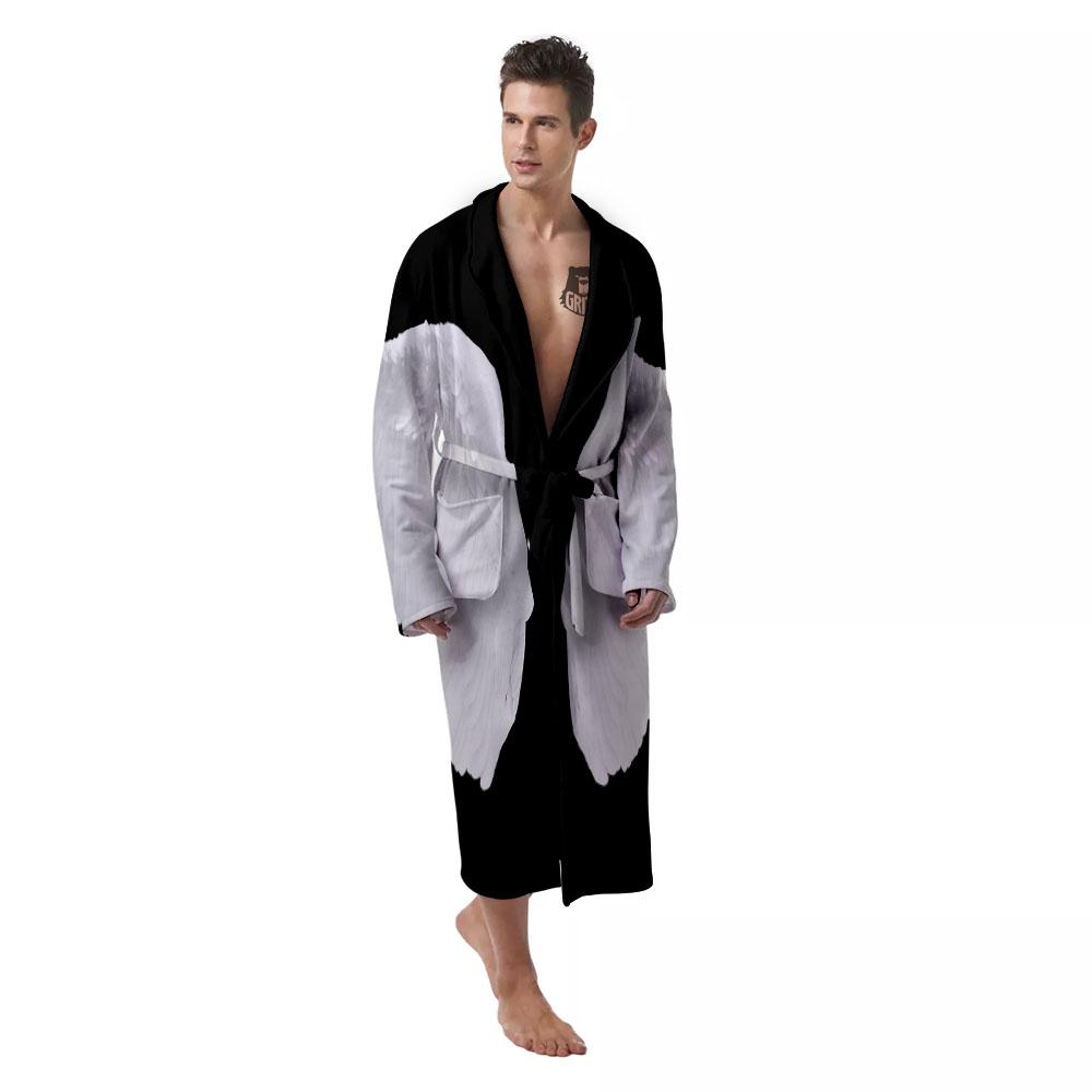Angel Wings White Print Men's Robe-grizzshop