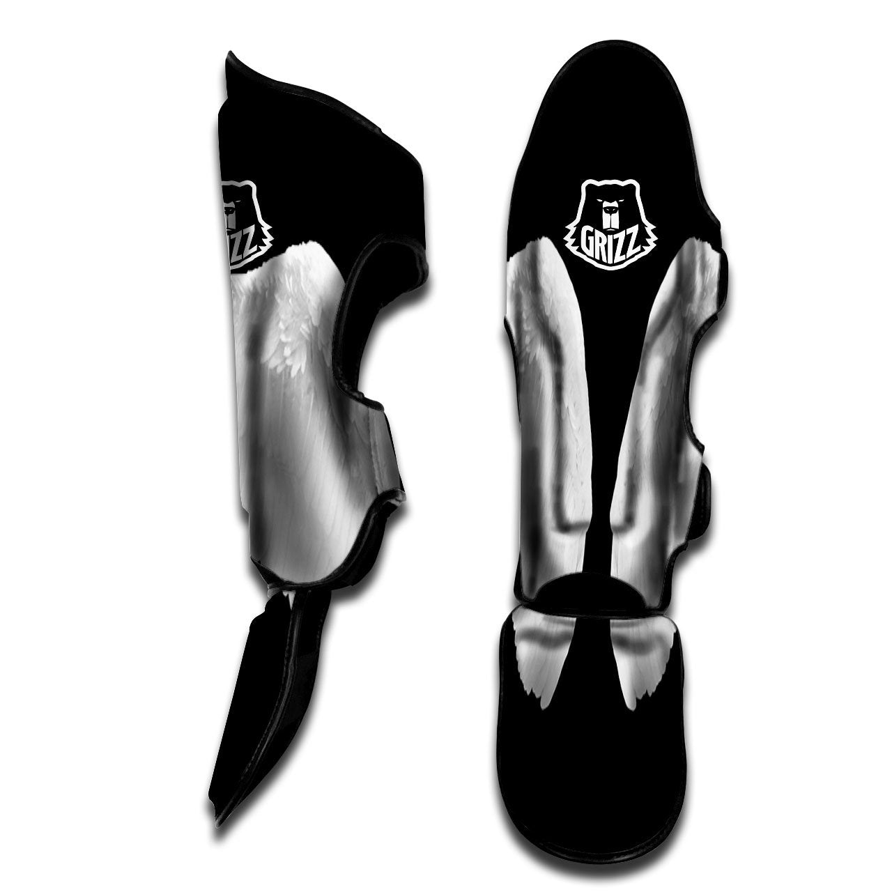 Angel Wings White Print Muay Thai Shin Guards-grizzshop