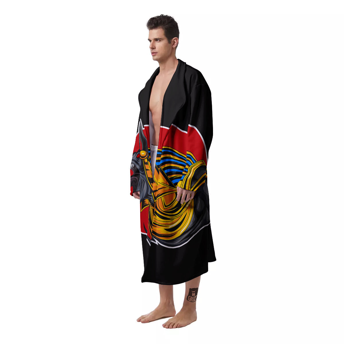 Angry Anubis Print Men's Robe-grizzshop