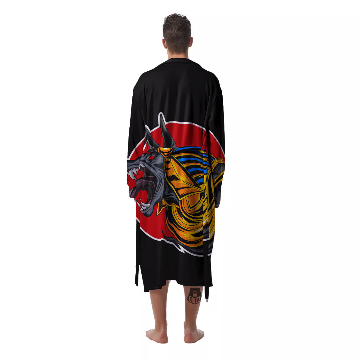 Angry Anubis Print Men's Robe-grizzshop