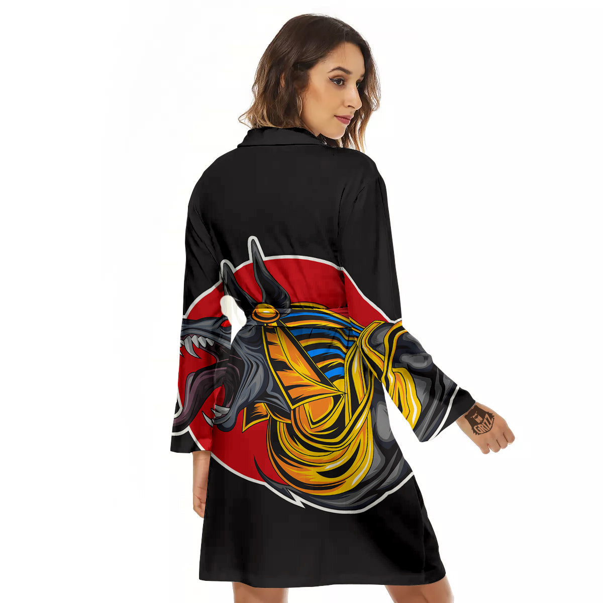 Angry Anubis Print Women's Robe-grizzshop