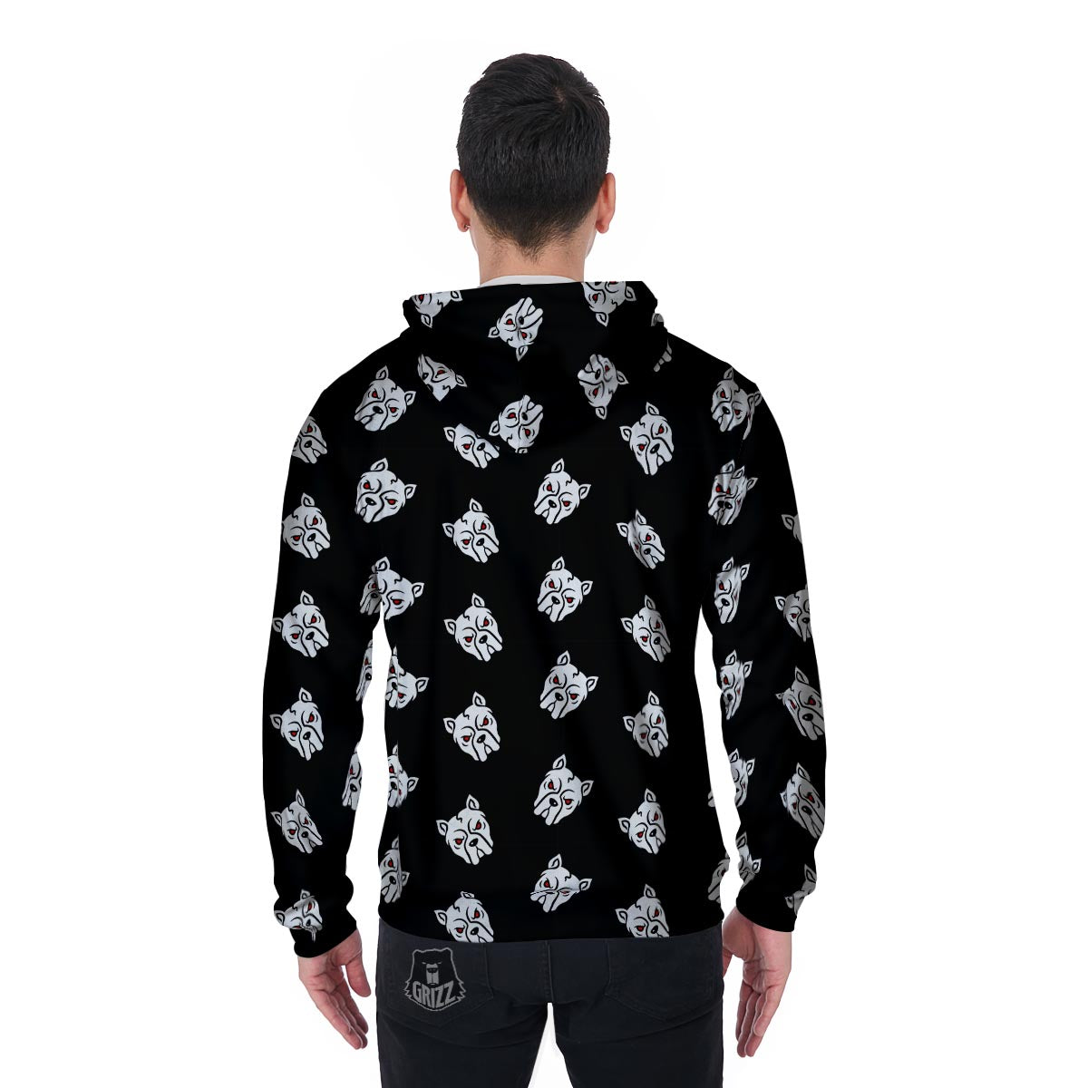 Angry Pitbull Men's Zip Up Hoodie-grizzshop