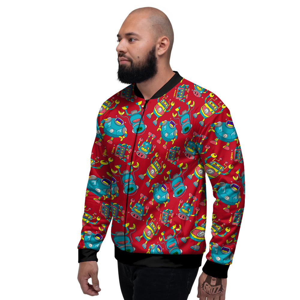 Angry Robot Print Pattern Men's Bomber Jacket-grizzshop