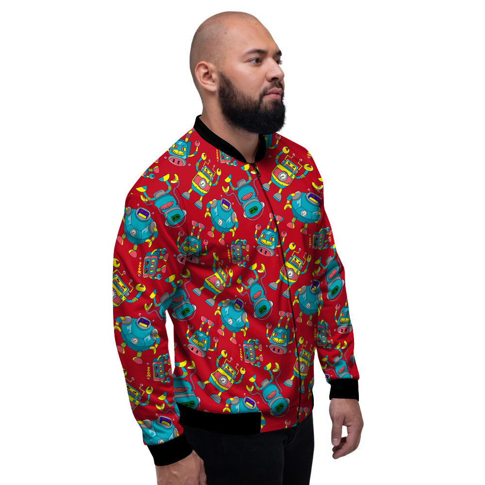 Angry Robot Print Pattern Men's Bomber Jacket-grizzshop