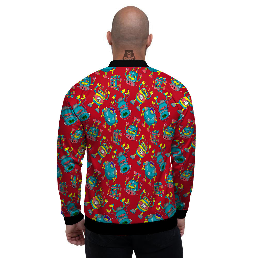 Angry Robot Print Pattern Men's Bomber Jacket-grizzshop