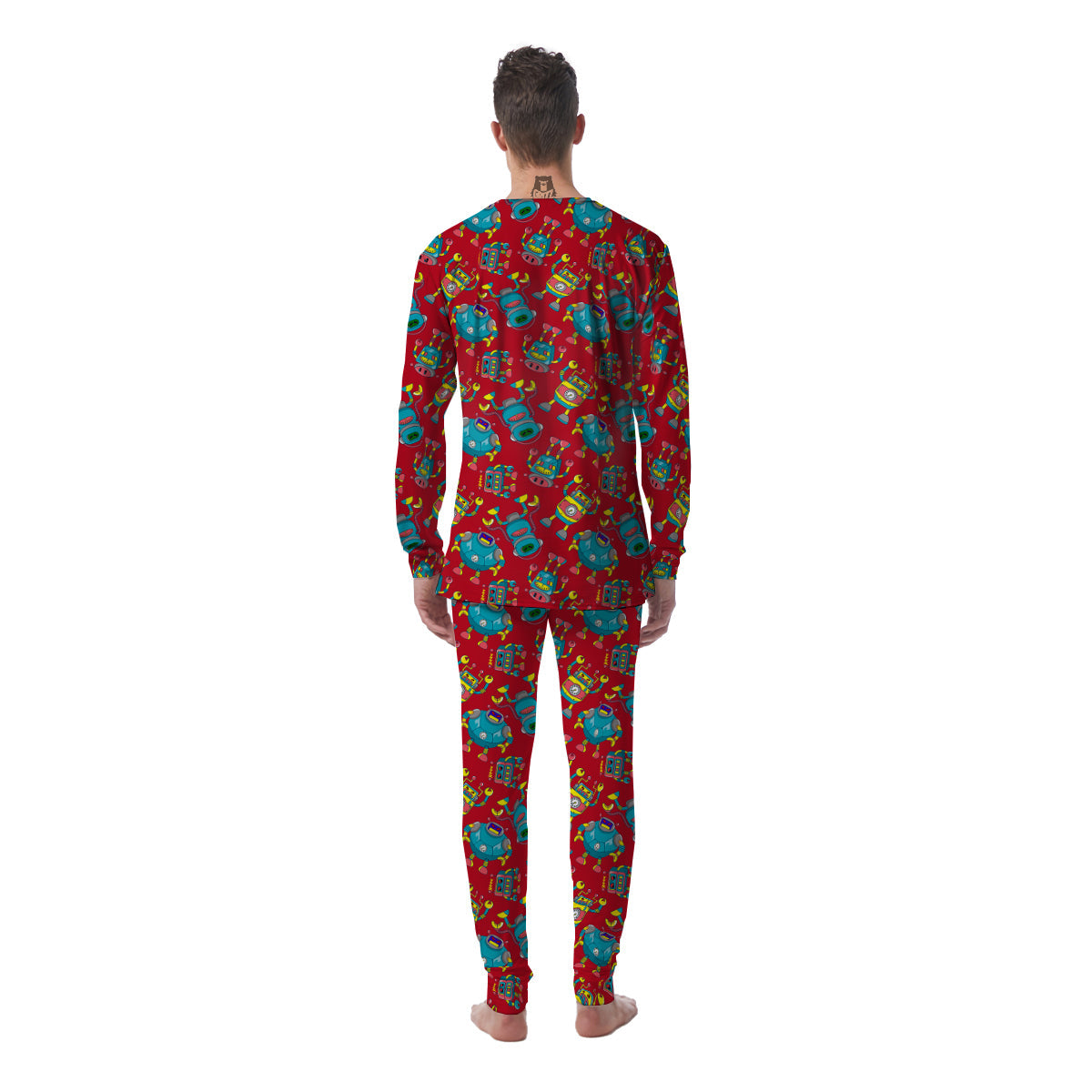 Angry Robot Print Pattern Men's Pajamas-grizzshop