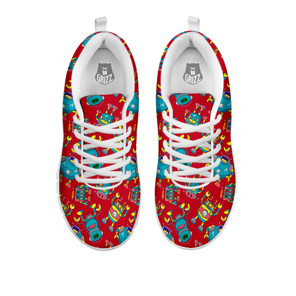 Angry Robot Print Pattern White Sneaker-grizzshop