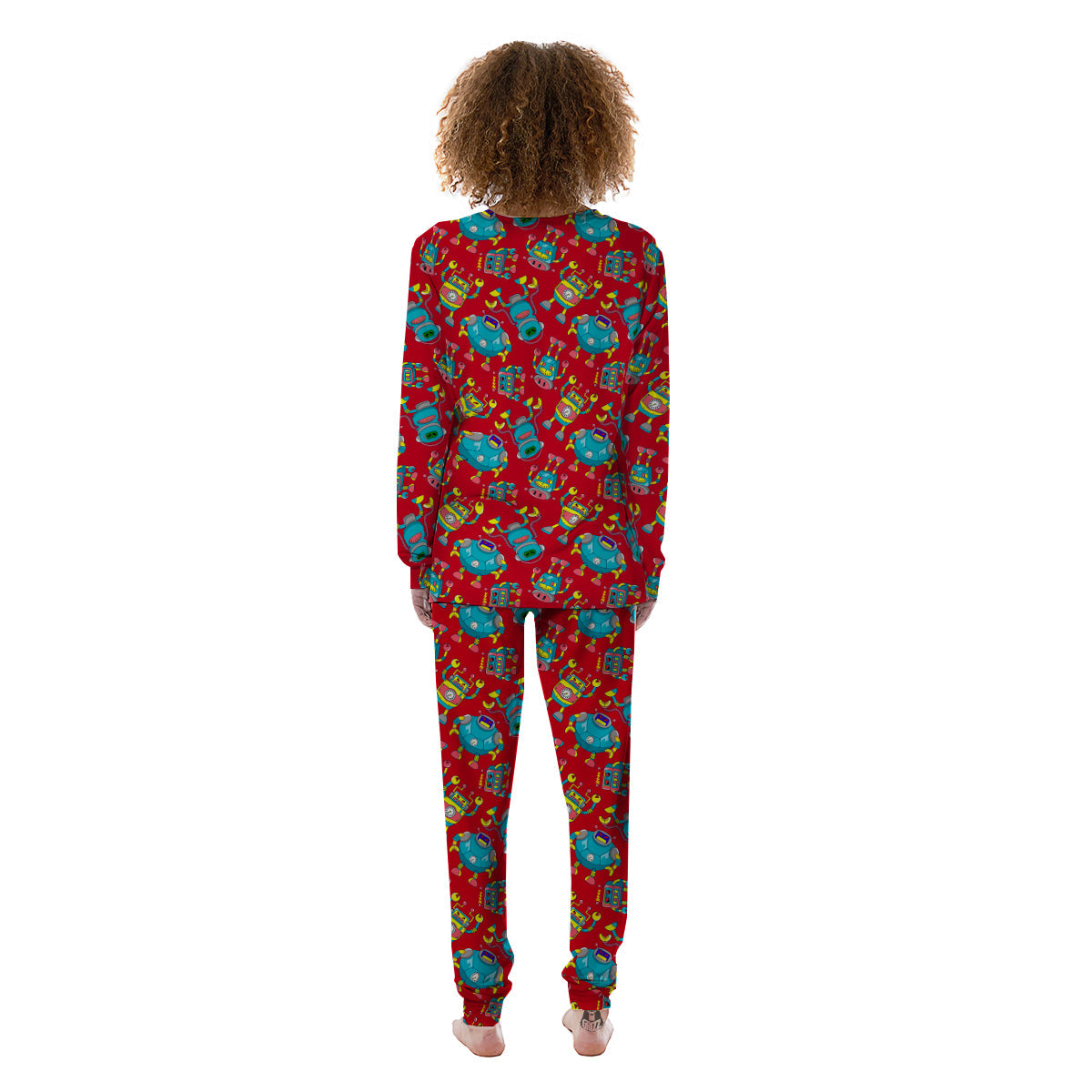 Angry Robot Print Pattern Women's Pajamas-grizzshop