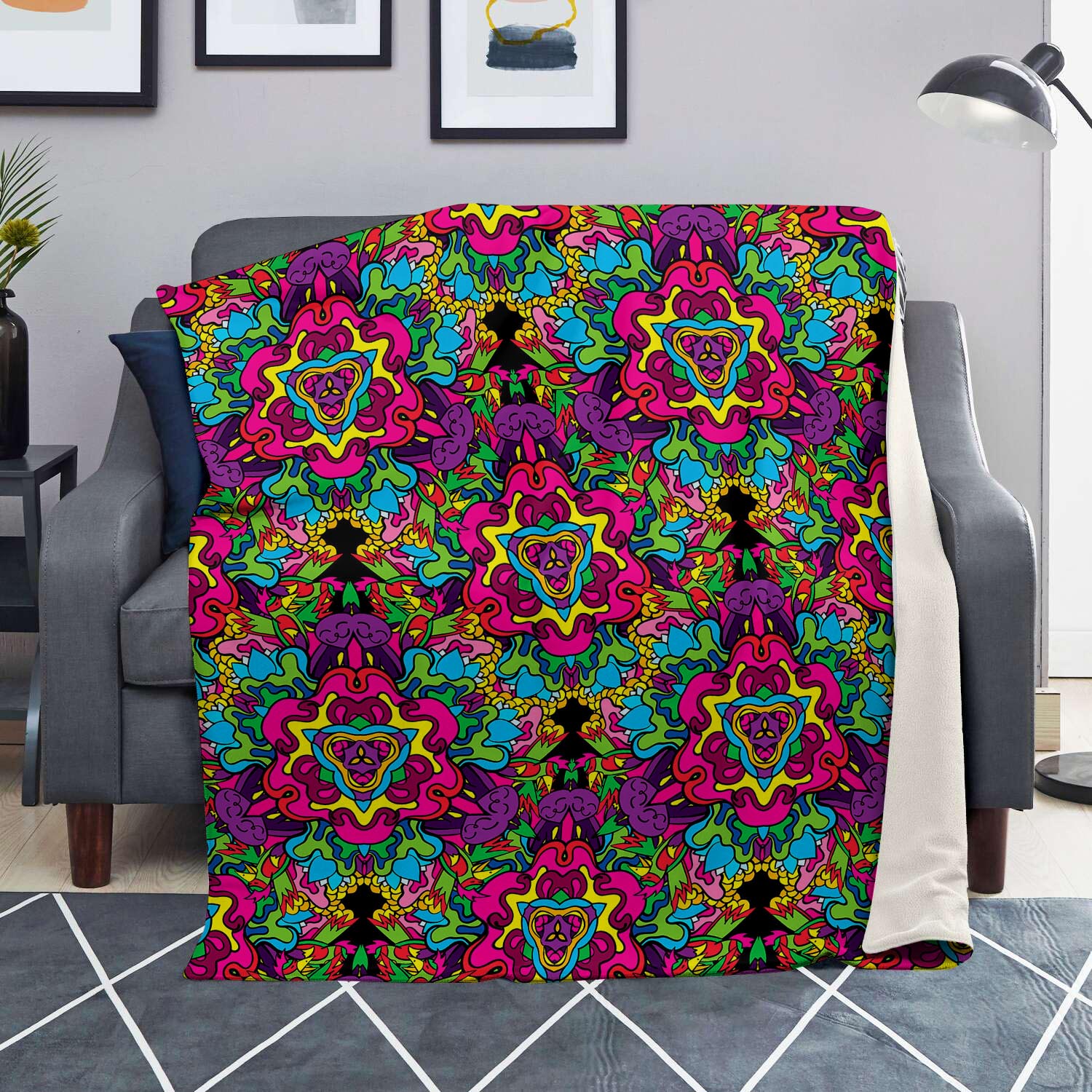 Animal Hippie Psychedelic Blanket-grizzshop