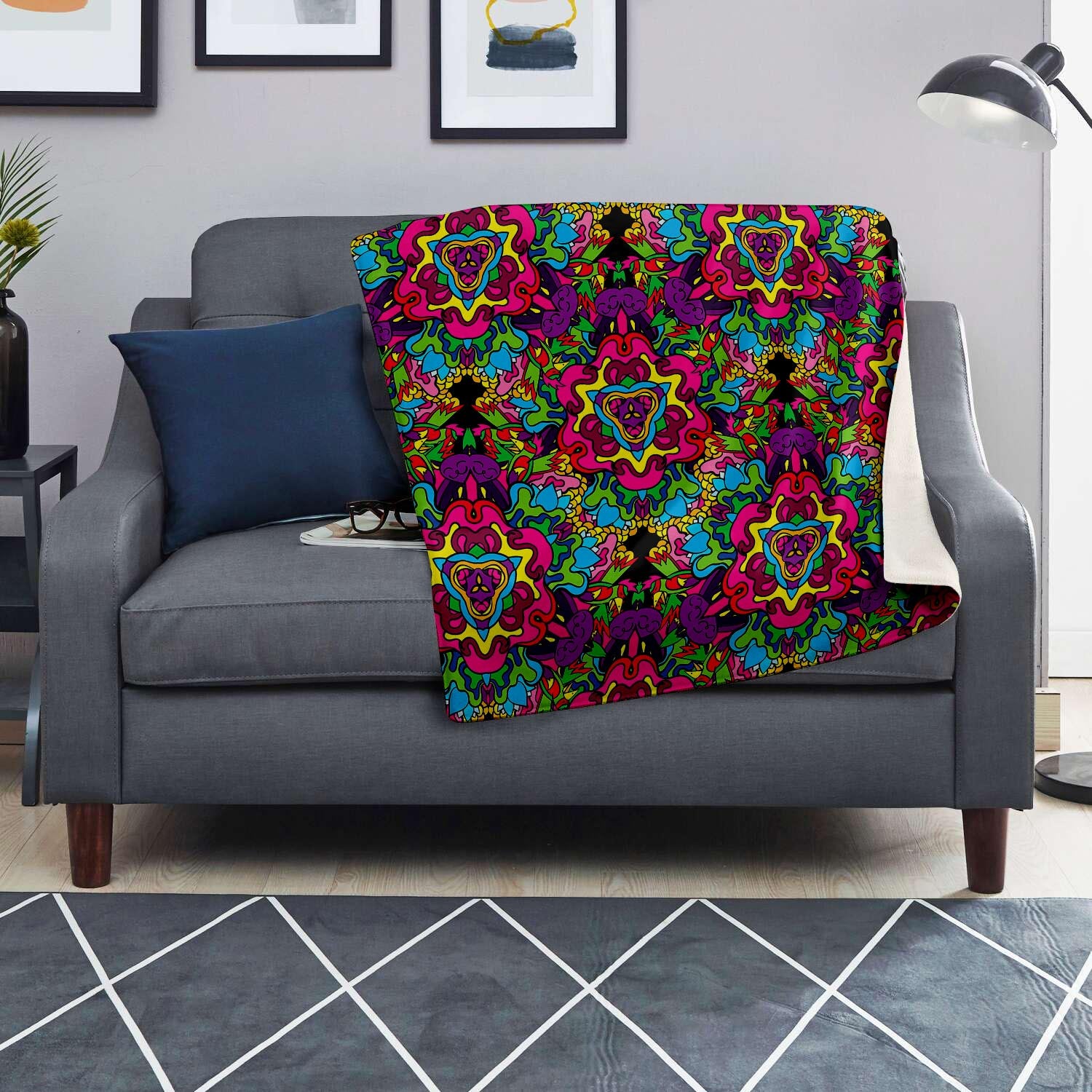 Animal Hippie Psychedelic Blanket-grizzshop