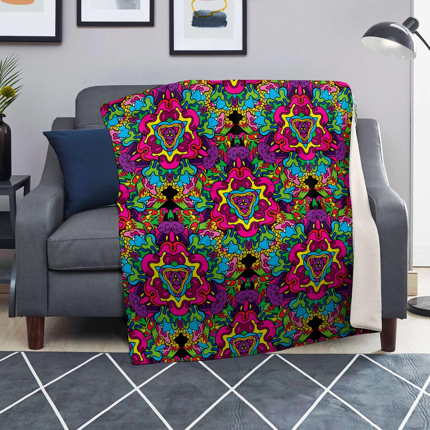 Animal Hippie Psychedelic Blanket-grizzshop