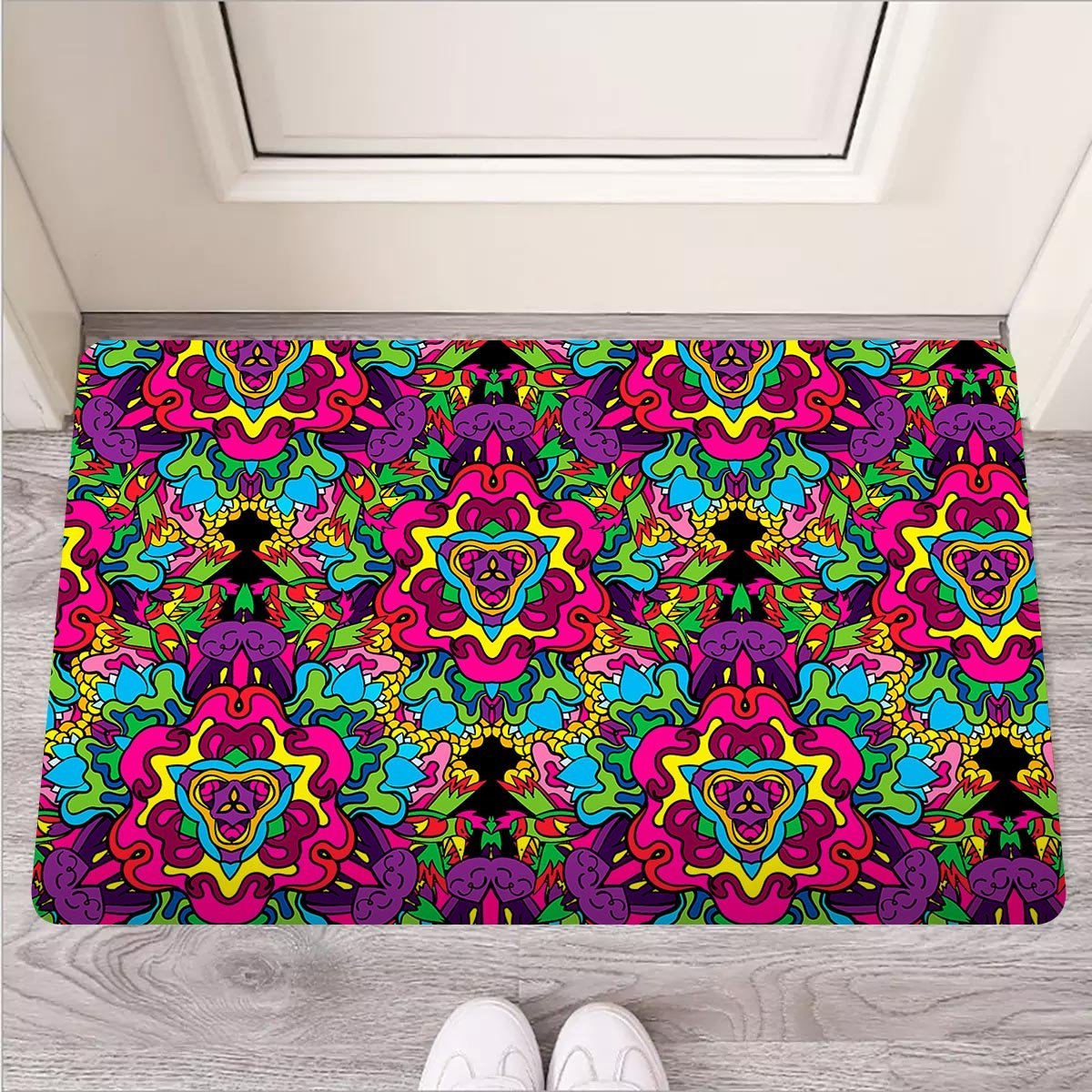 Animal Hippie Psychedelic Door Mat-grizzshop