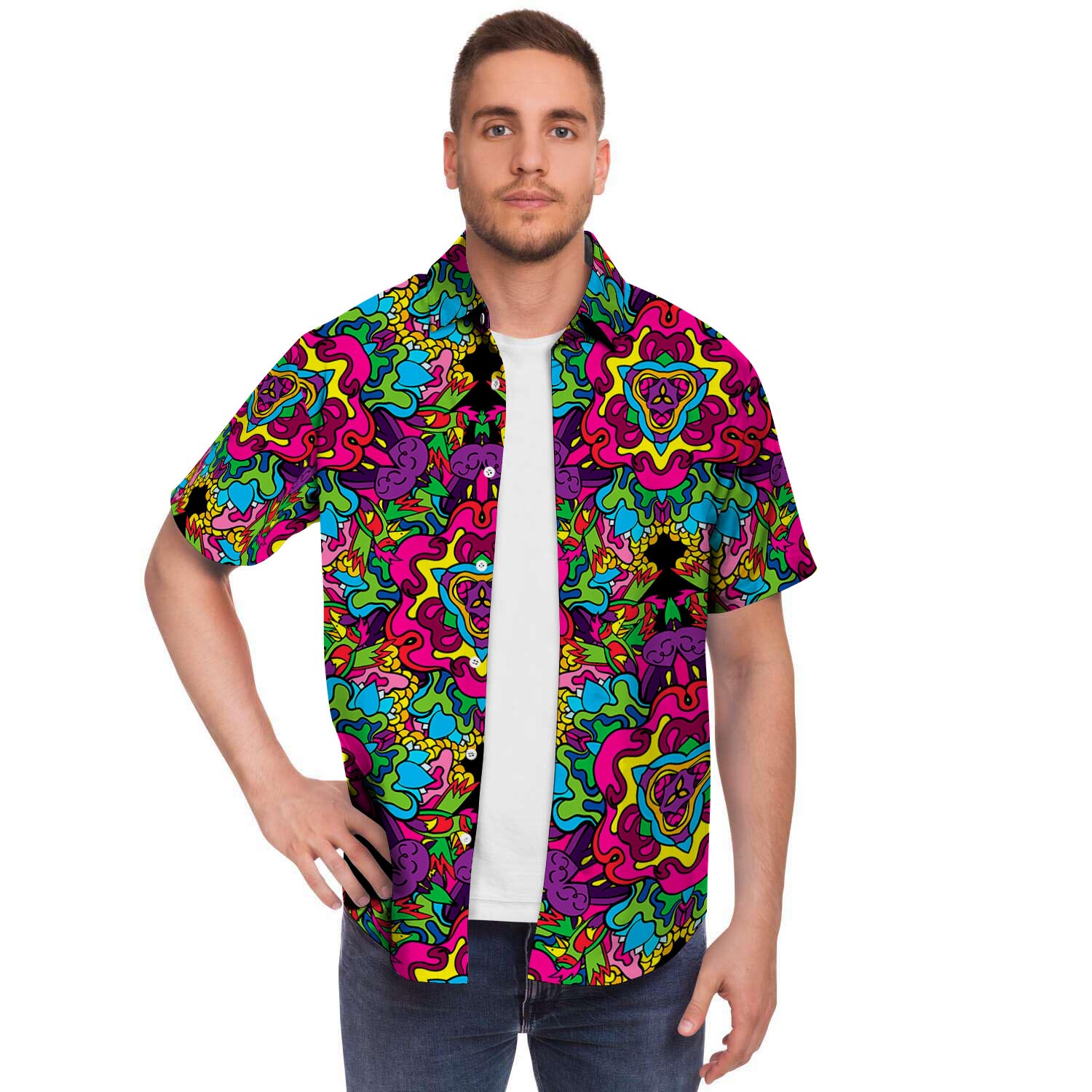 Animal Hippie Psychedelic Men's Short Sleeve Shirt-grizzshop