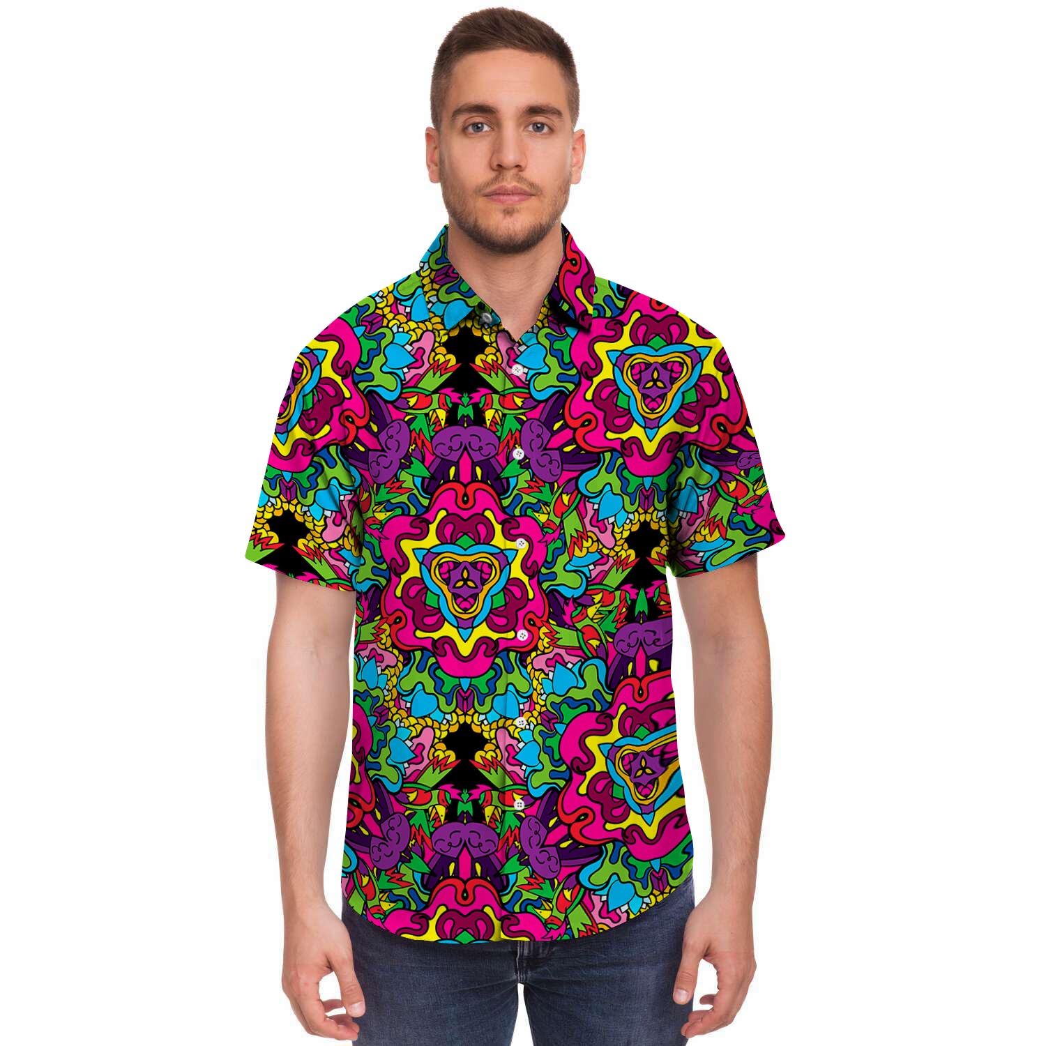 Animal Hippie Psychedelic Men's Short Sleeve Shirt-grizzshop