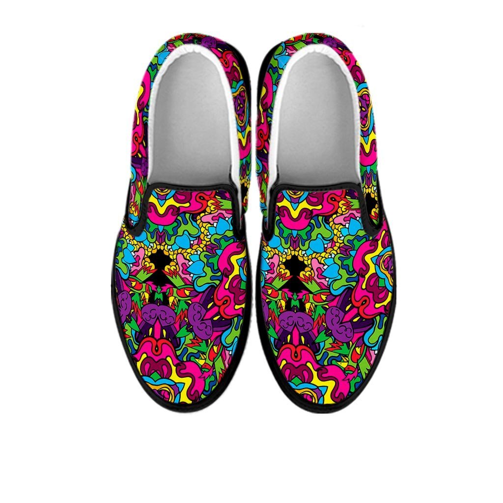 Animal Hippie Psychedelic Men's Slip On Sneakers-grizzshop