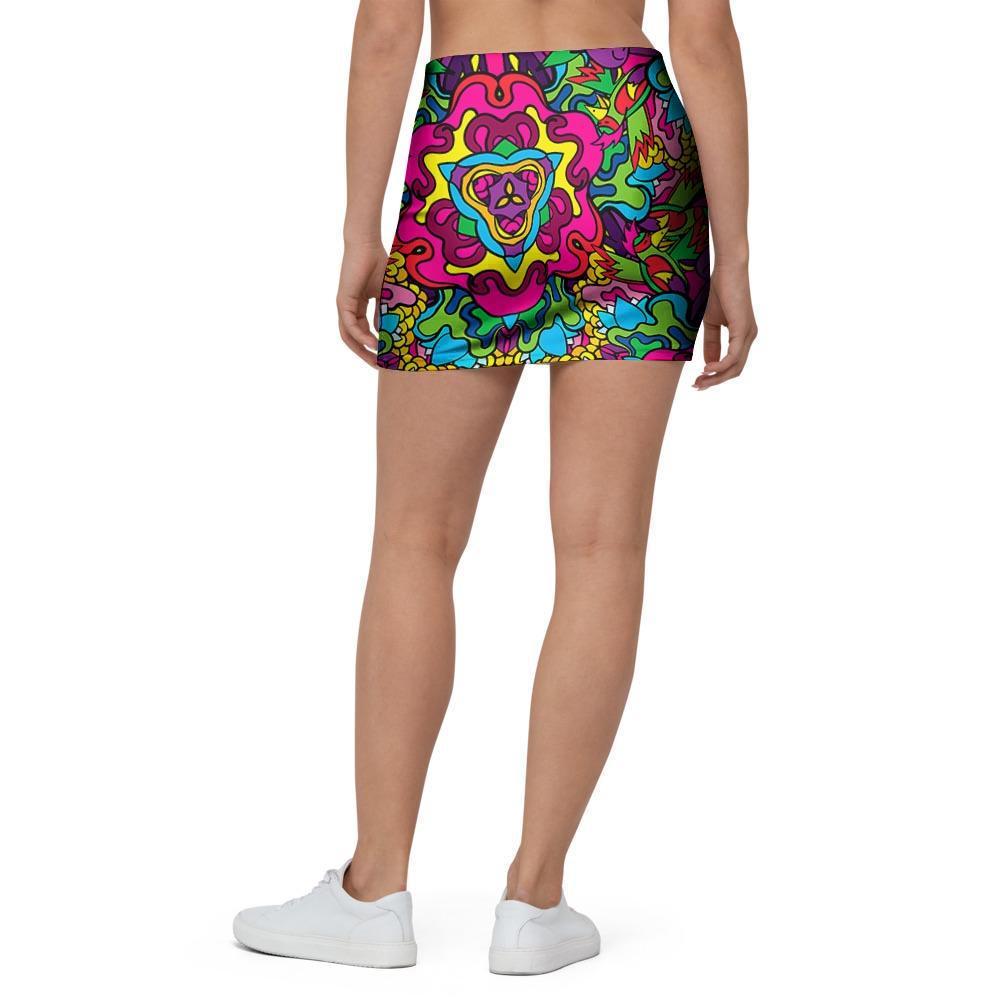 Animal Hippie Psychedelic Mini Skirt-grizzshop