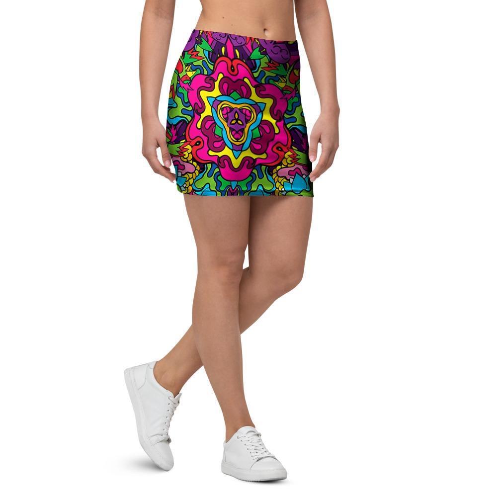 Animal Hippie Psychedelic Mini Skirt-grizzshop