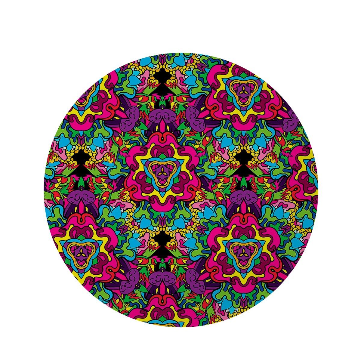 Animal Hippie Psychedelic Round Rug-grizzshop