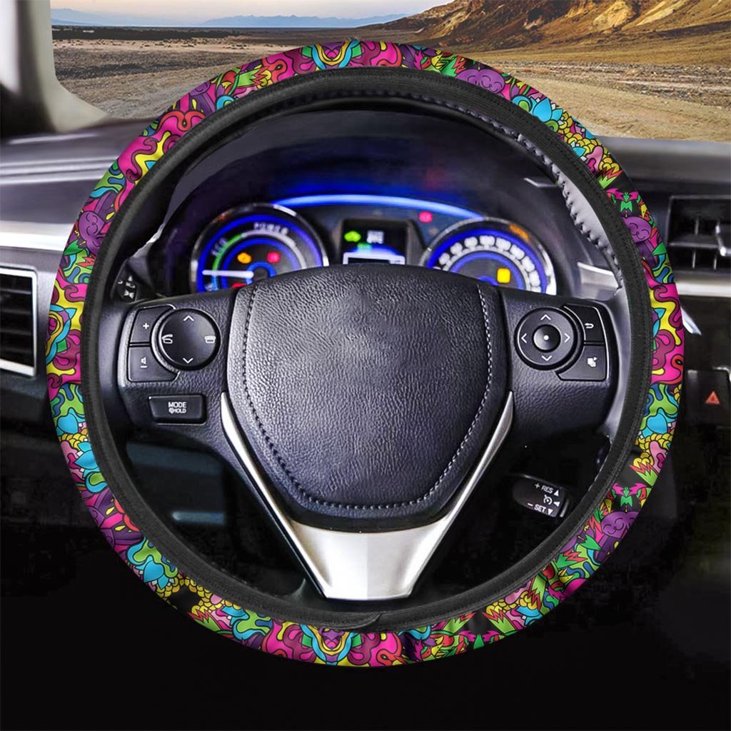 Animal Hippie Psychedelic Steering Wheel Cover-grizzshop