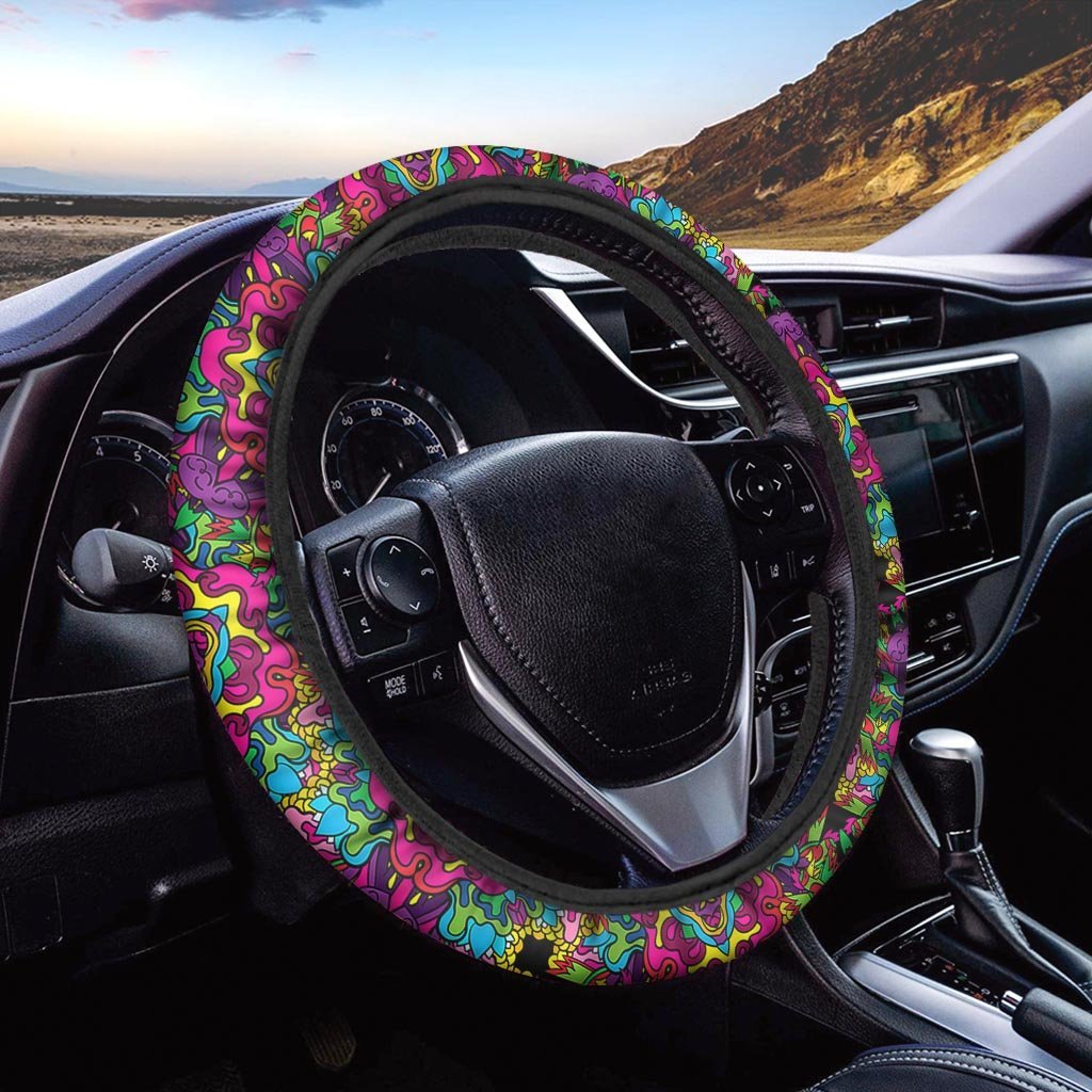 Animal Hippie Psychedelic Steering Wheel Cover-grizzshop