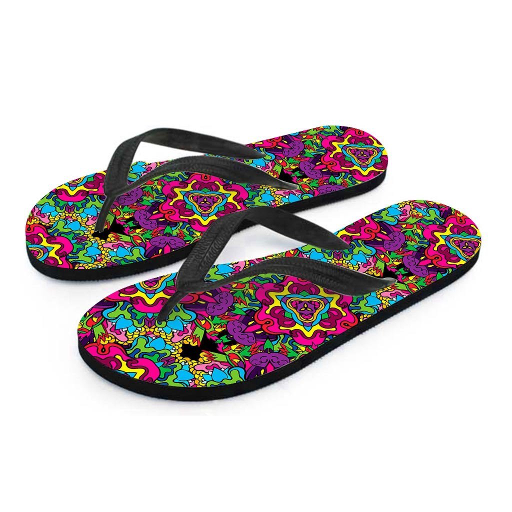 Animal Hippie Psychedelic Women's Flip Flops-grizzshop