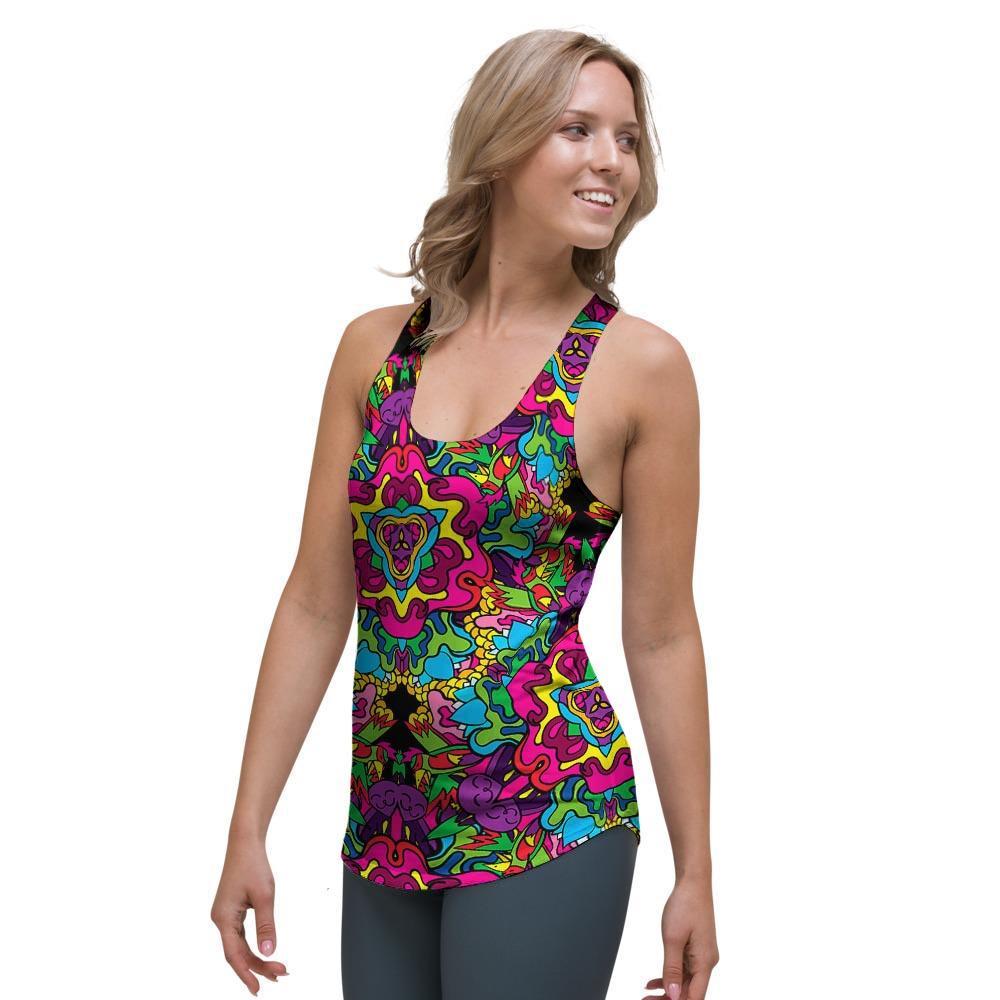 Animal Hippie Psychedelic Women's Racerback Tank Top-grizzshop