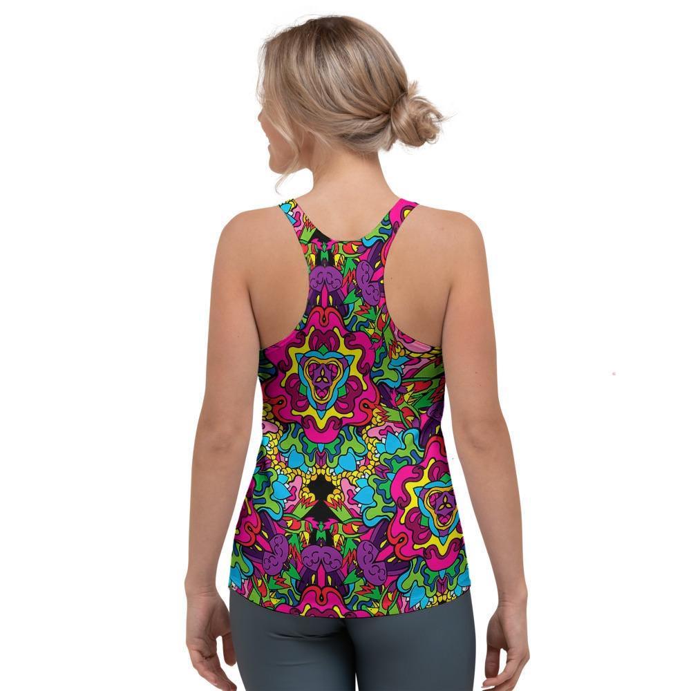 Animal Hippie Psychedelic Women's Racerback Tank Top-grizzshop