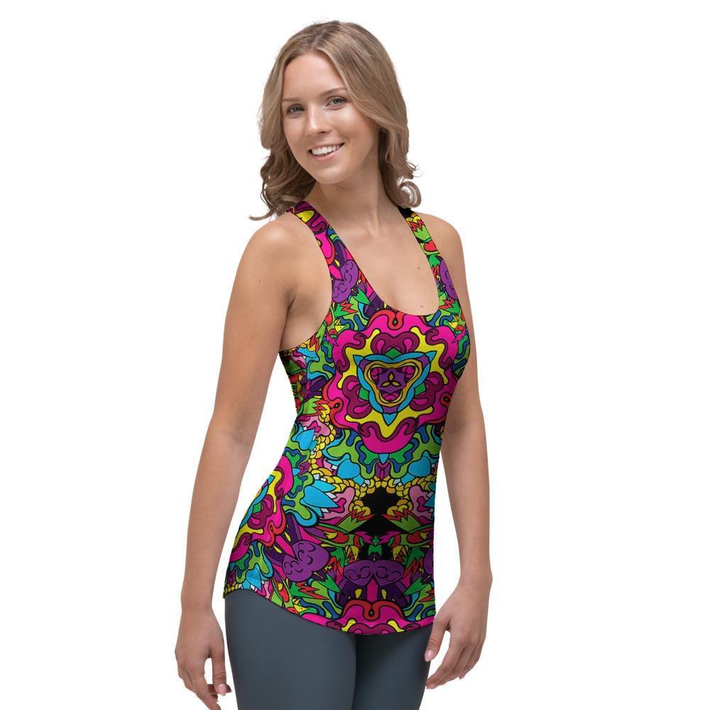 Animal Hippie Psychedelic Women's Racerback Tank Top-grizzshop